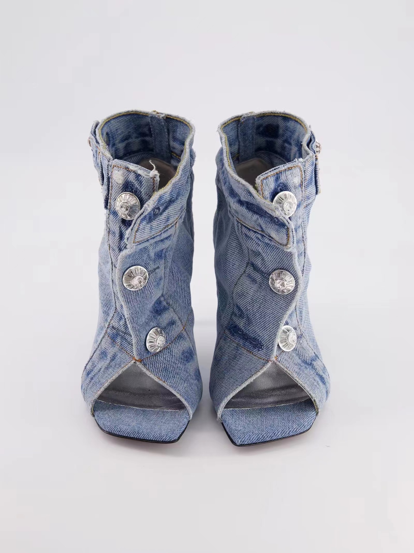 Thin High Heel Boots Women Shoes Fish Mouth Denim Cowboy Women Boots Shoes Ladies Sexy Ladies Stiletto Ankle Boots Heels