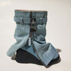 Fashion Designer Lock Platform Heels Denim Cowboy Female High Heel Boots for Women Botas De Caucho Shoes Woman Boot