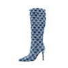 Denim Cowboy Boot Shoes for Women Botas Altas Hasta La Rodilla Botas Largas Para Mujer Long Boots for Women with Heels