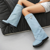 Denim Cowboy Botas Para Mujer De Invierno Women's Leather Boots Winter Boots for Women Knee-high