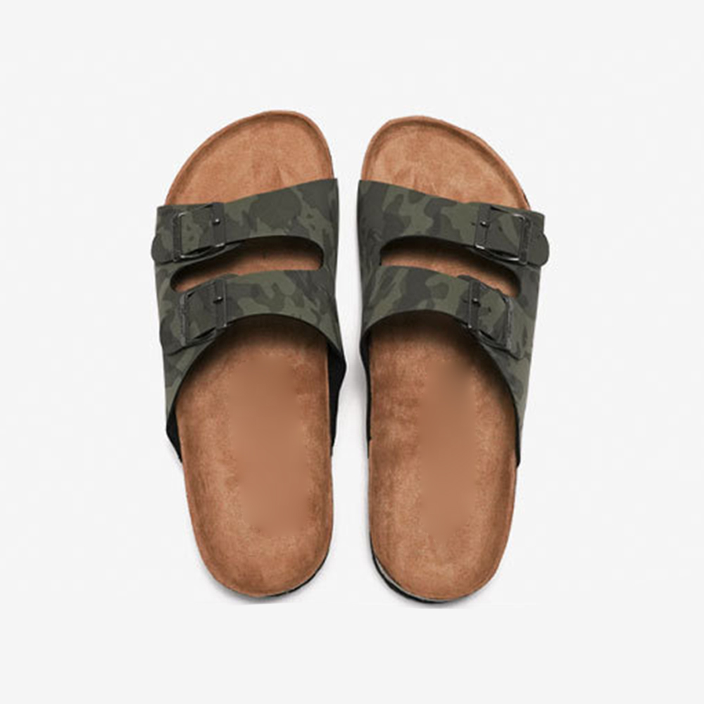 Print Design Upper With Cork Sole Slip-on Slides For Ladies And Men