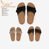 Fashion Solid Color Cork Bottom Beach Open Toe Strap Men's Summer Cork Leather Sole Slippers Sole Flat Sandals