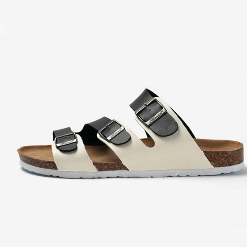 Custom Three Strap Flat Wholesale Beach Women Woman Cork Slippers Sandals With Adjustable Buckle For Men