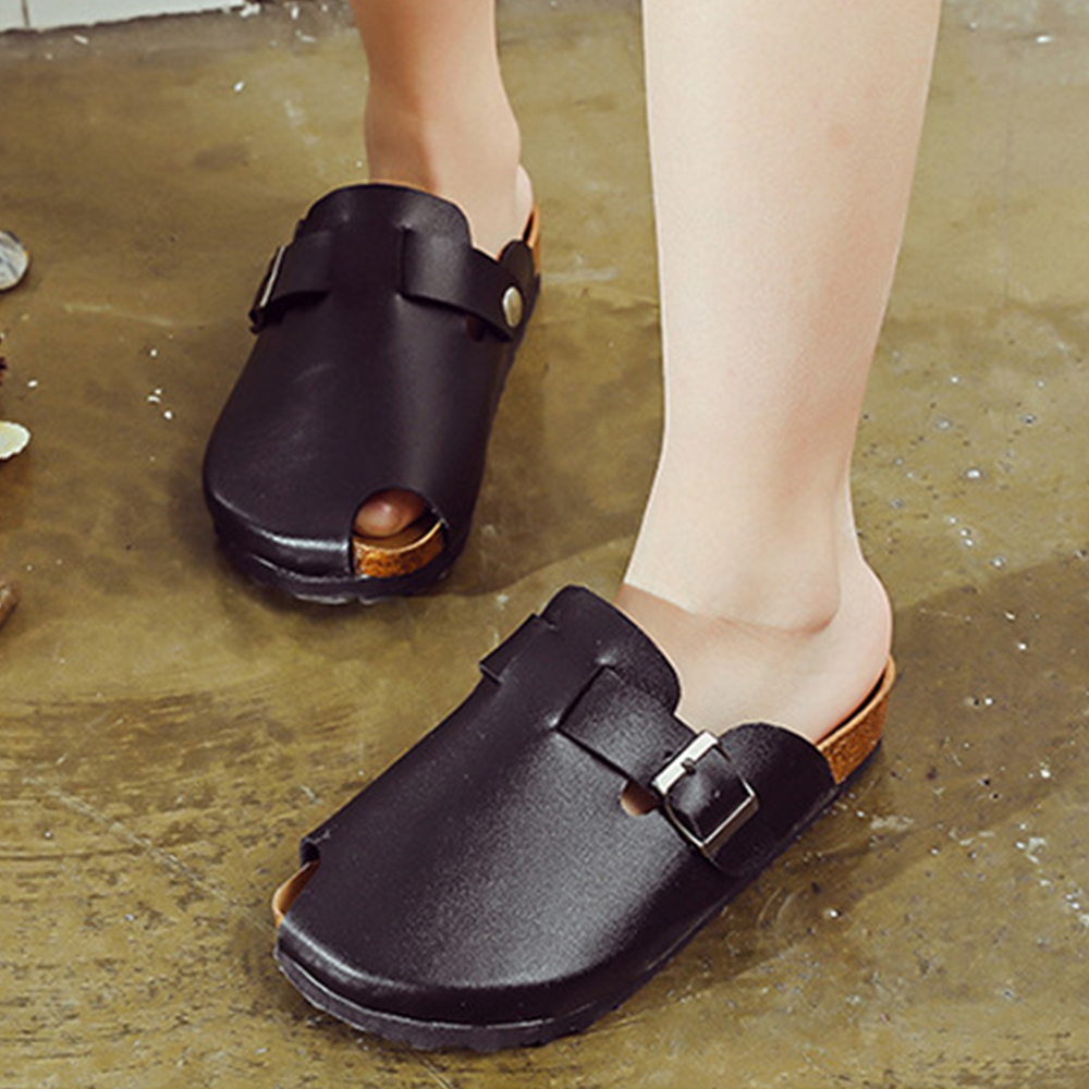 Summer Beach Cork Slippers Casual Leather Closed Toe Slides Baby Girls Kids Sandals Boys