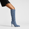 Denim Cowboy Boot Shoes for Women Botas Altas Hasta La Rodilla Botas Largas Para Mujer Long Boots for Women with Heels