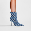 Denim Fur Boots Women Designer Boots Women Botas Para El Invierno Para Mujer Botas De Dama Heel Boots for Ladies
