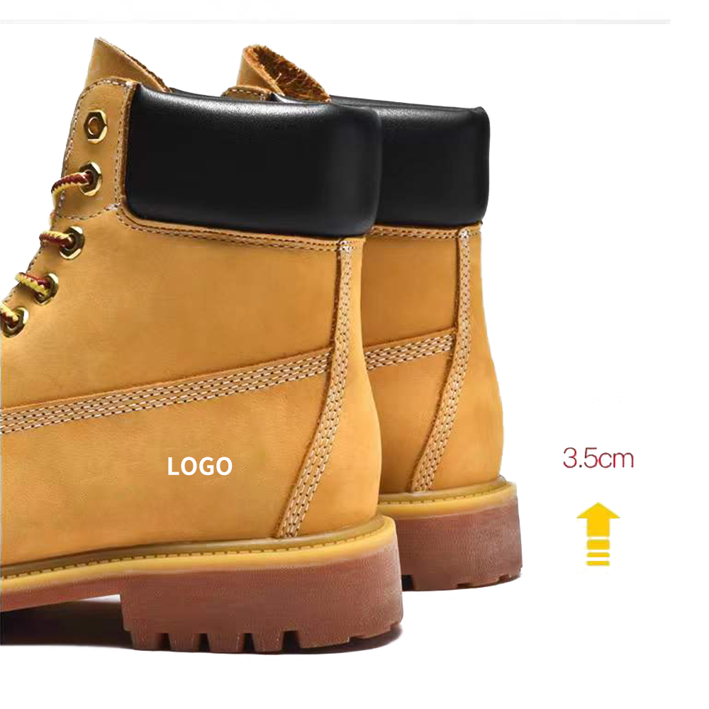 Yellow Leather Cat Shoes Men Work Boots