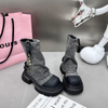 Custom Logo Denim Knee Boots Women's Customized boots for women