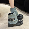 Short Denim Boots for Women 2023 Summer New Arrivals Unique Design Trendy Chunky Platform Boots