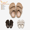 Comfortable Plush Fur Cork Foot-bed Women's Flat Sandals