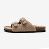Faux Fur Slippers New Autumn And Winter Cork Slippers Women Lamb Uppers Warm Outer Wear Beach Shoes