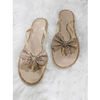 Fashion Women Rhinestone Diamond Shiny Bling Summer Soft Flat Slipper Butterfly Knot Bow Tielady Slides Flip Flop Shoes
