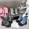 Custom Logo Denim Knee Boots Women's Customized boots for women