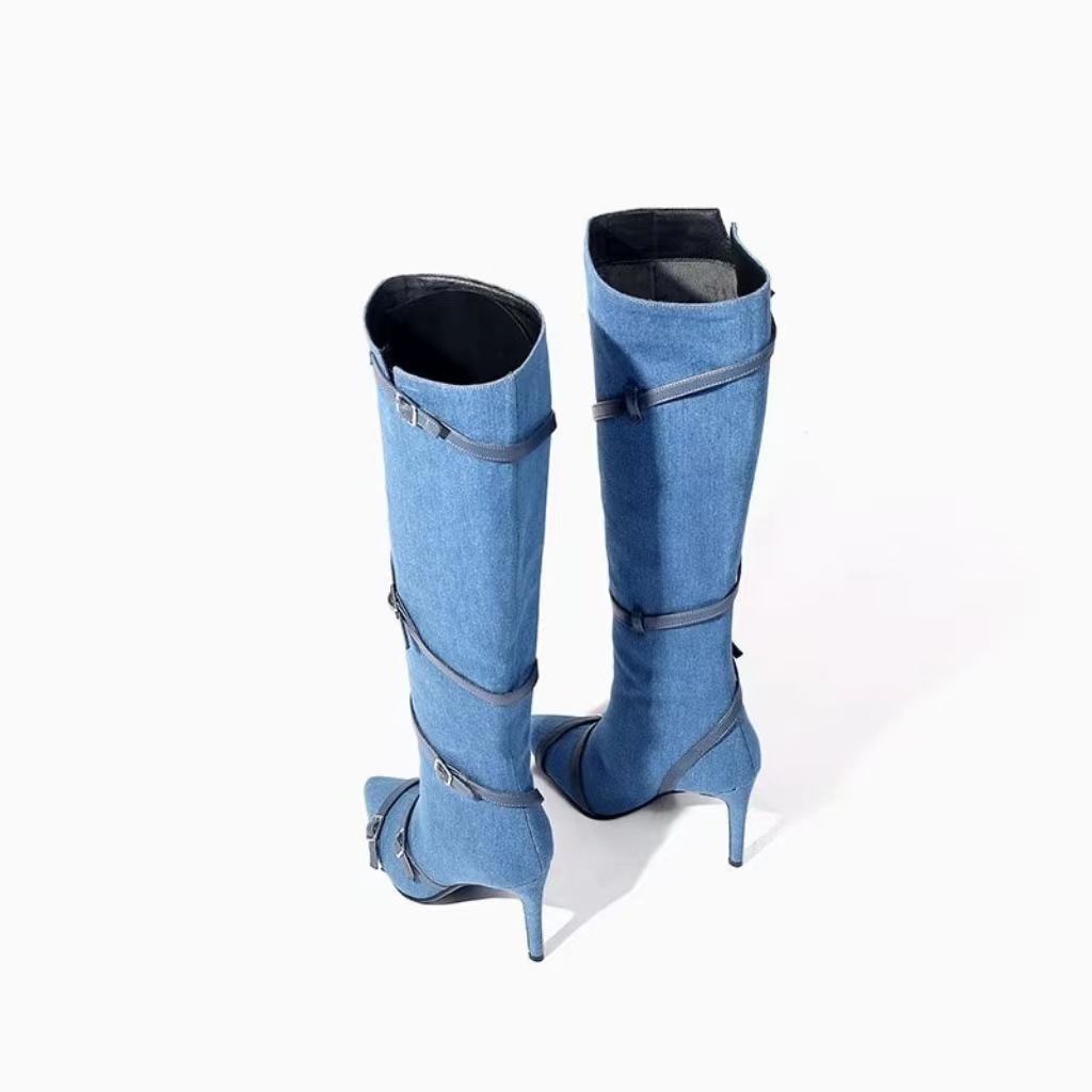 Cowboy Denim Boots Women Martin Botas Heel Boots Botas Vaqueras Women's Shoes Boots