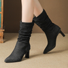 New Fashion High Women Boots High Heels Pointed Toe Woman Knee High Boots Lady Sexy Denim Cowboy Boots