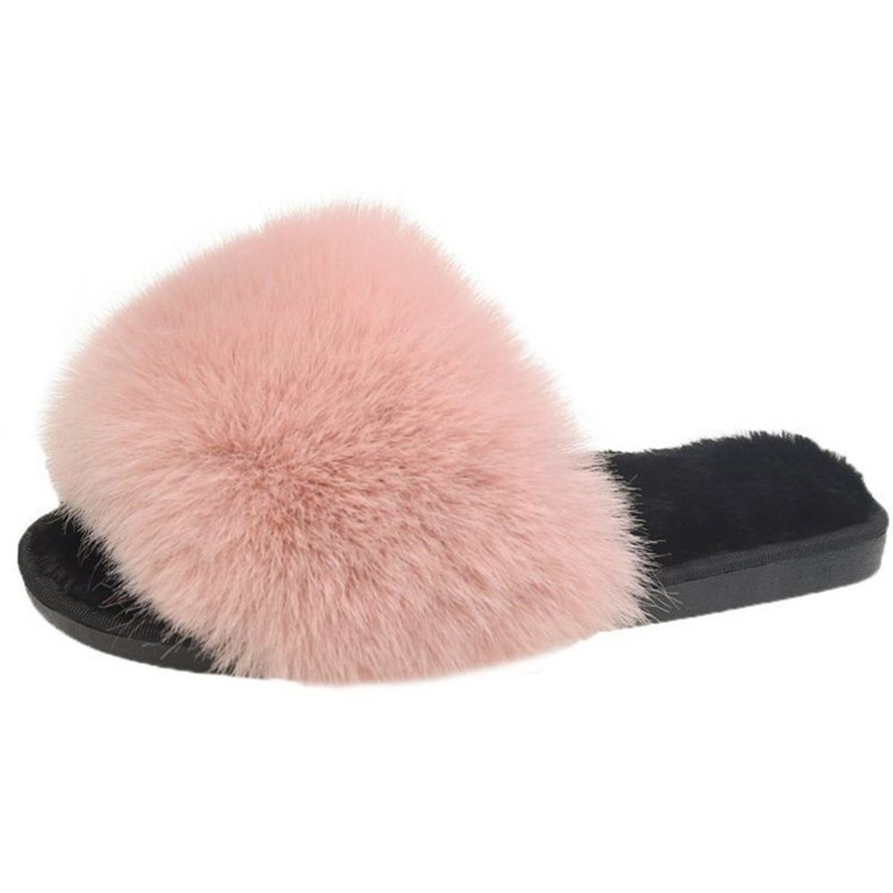 New Arrival High Quality PVC Sole Real Fox Fur Slippers Soft Fur Slides