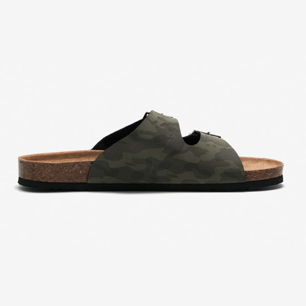 Print Design Upper With Cork Sole Slip-on Slides For Ladies And Men
