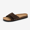 Fashion Solid Color Cork Bottom Beach Open Toe Strap Men's Summer Cork Leather Sole Slippers Sole Flat Sandals