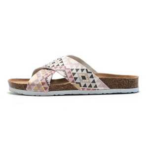 Cross-strap Design Upper Ladies Cork Summer Girls Beach Casual Slides Slippers Fashion Sandals