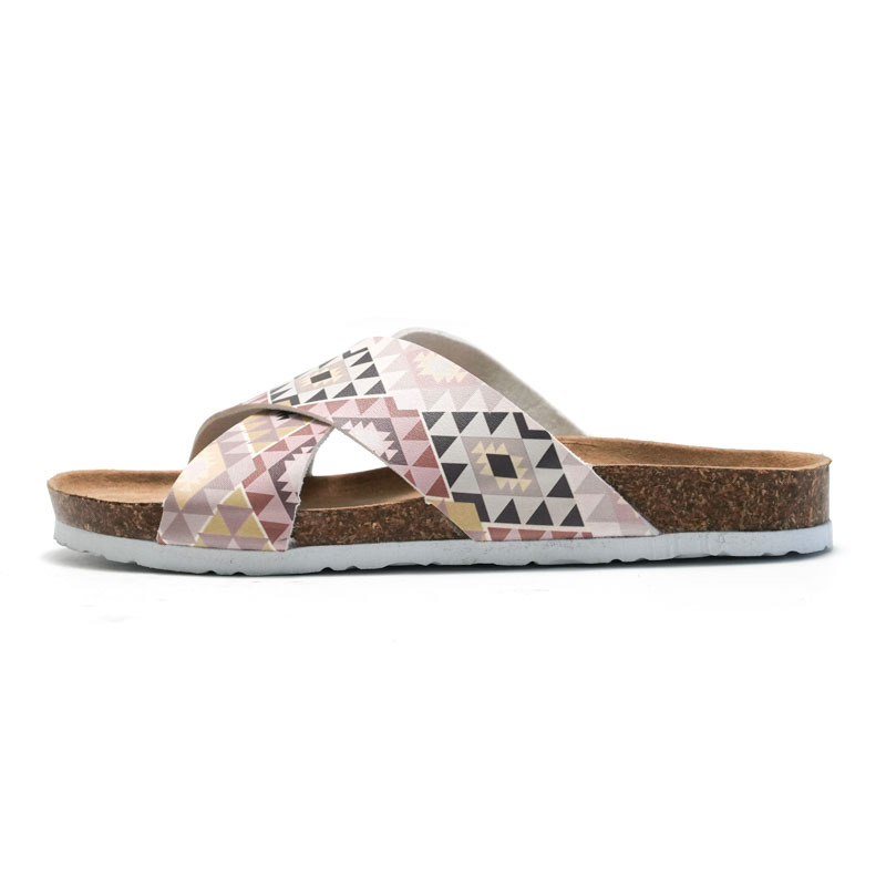 Cross-strap Design Upper Ladies Cork Summer Girls Beach Casual Slides Slippers Fashion Sandals