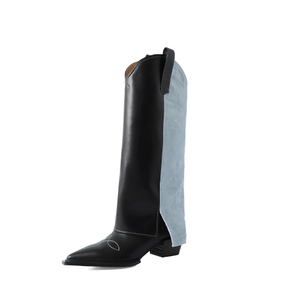 Leather Boots Women Knee-high Boots Botas De Moto Black Botas Moto Motocross Long Boots for Women