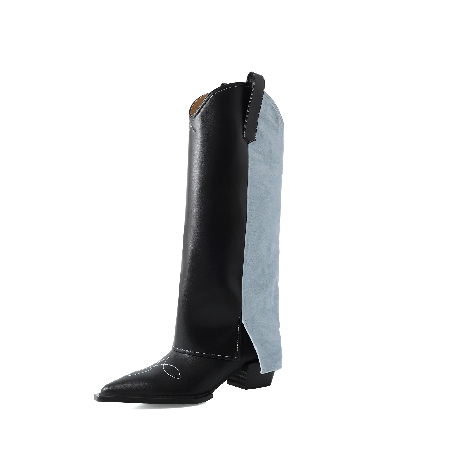 Leather Boots Women Knee-high Boots Botas De Moto Black Botas Moto Motocross Long Boots for Women