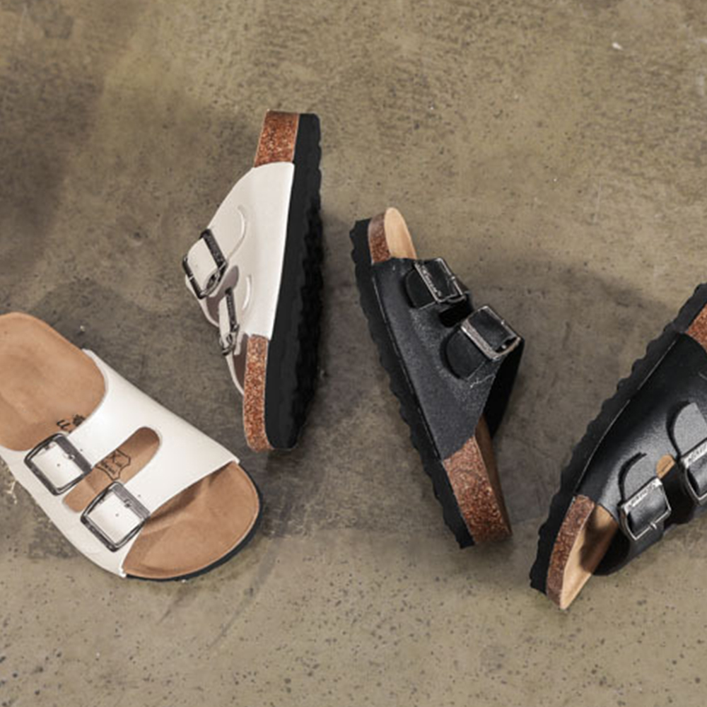 Children's Cork Slippers Boys' One-word Sandals Trendy Girls' Beach Shoes 