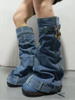 Denim high heel cowboy women boots 2023 knee-high botas de invierno para mujer hanger boots for ladies