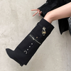 Denim Cowboy Botas Para Dama Leather Women High Heel Boots for Women Knee-high