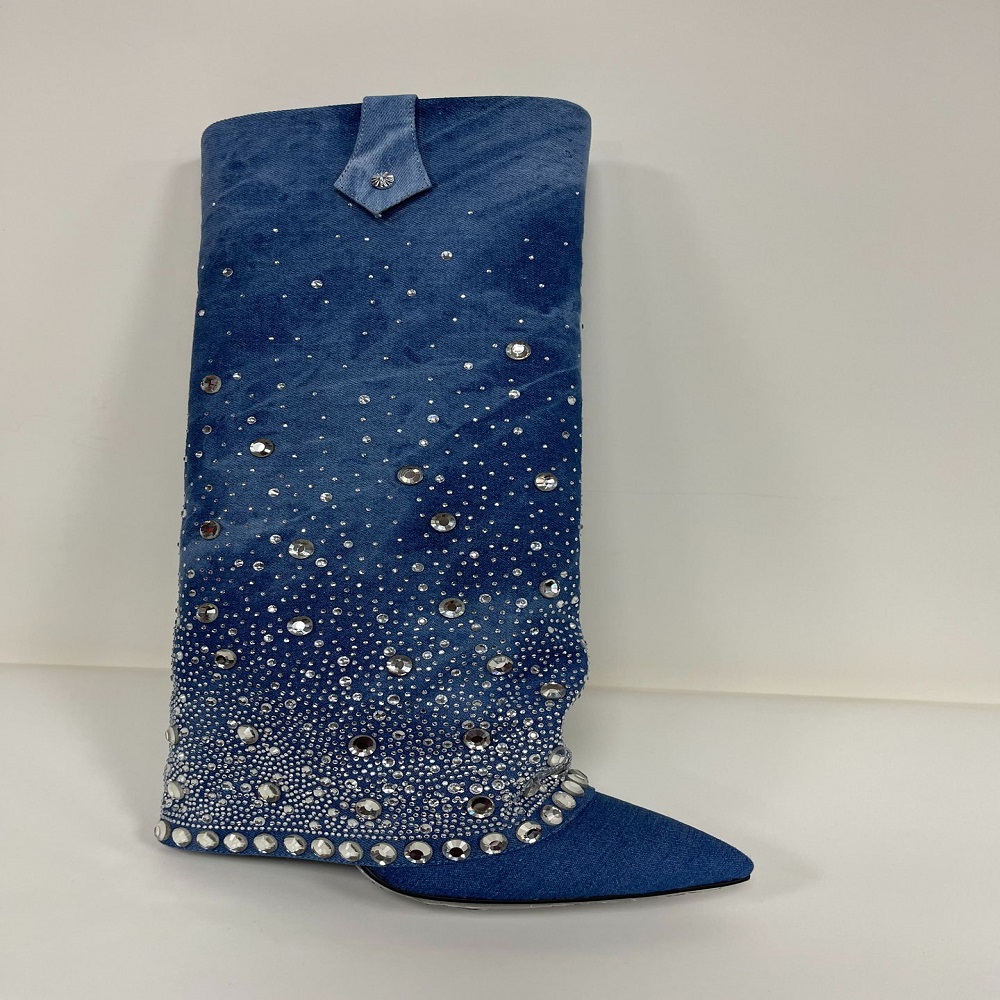 Denim Boots Women Shoes Knee-high Botas Femininas Cowboy Boots Botas Zapatos De Mujer Winter Boots for Men