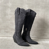 Western Wedge Heel Long Thick Heel Pointed Toe Women Denim Cowboy Boots Women Shoes Knee-high