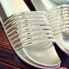 Shiny Bling Diamond Flat Bottomed Slippers Pvc