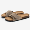 Fashion Solid Color Cork Bottom Beach Open Toe Strap Men's Summer Cork Leather Sole Slippers Sole Flat Sandals