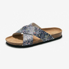 Women's Cork Slippers Cross Strap Breathable Light Flat Sandals Floral Design China Slippers