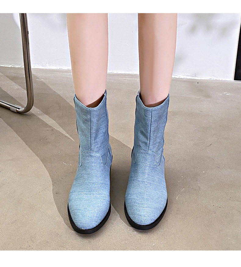 High Quality Ccowboy Jeans Ankle Booties Women Fashion Denim Boots Footwear