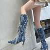 Denim Platform Boots Femme Shoes Women Winter Boots Cowboy Rubber Botas Femininas Thigh High Boots Women
