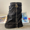 Metallic Lock Zipper Thick Soles Women Round Toe Slip-on Party Shoes Cowboy Denim Knee High Boots
