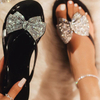 Summer Clip Toe Bow Sparkling Diamond Women Slippers Sandals Flat