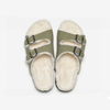 Autumn Winter New Fleece Slippers Women Cork Slippers Warm Men's Sandals Outdoor Suede Leather Double Buckled Open Toe Slippers