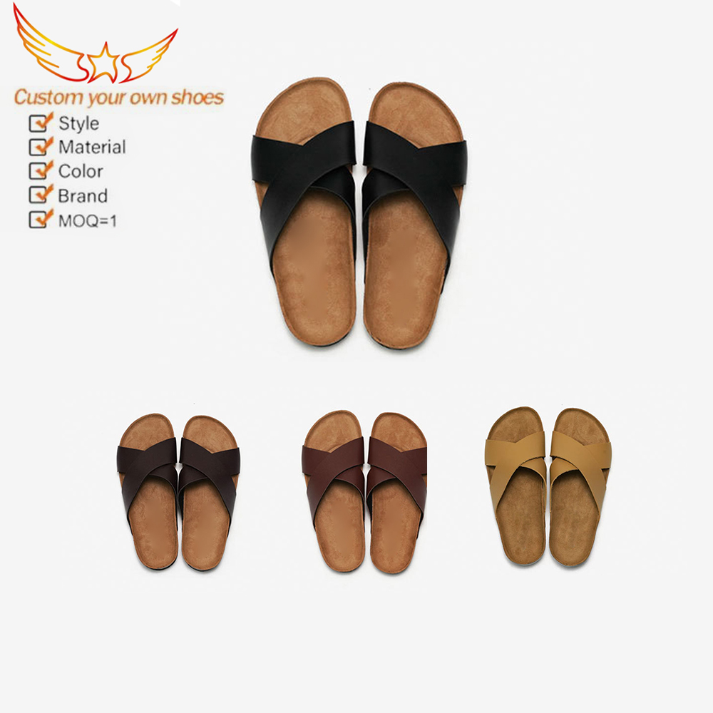 Custom Cork Sandals Anti-slip Men Cork Slippers Adjustable Strap Ladies Beach Women's Casual Slippers