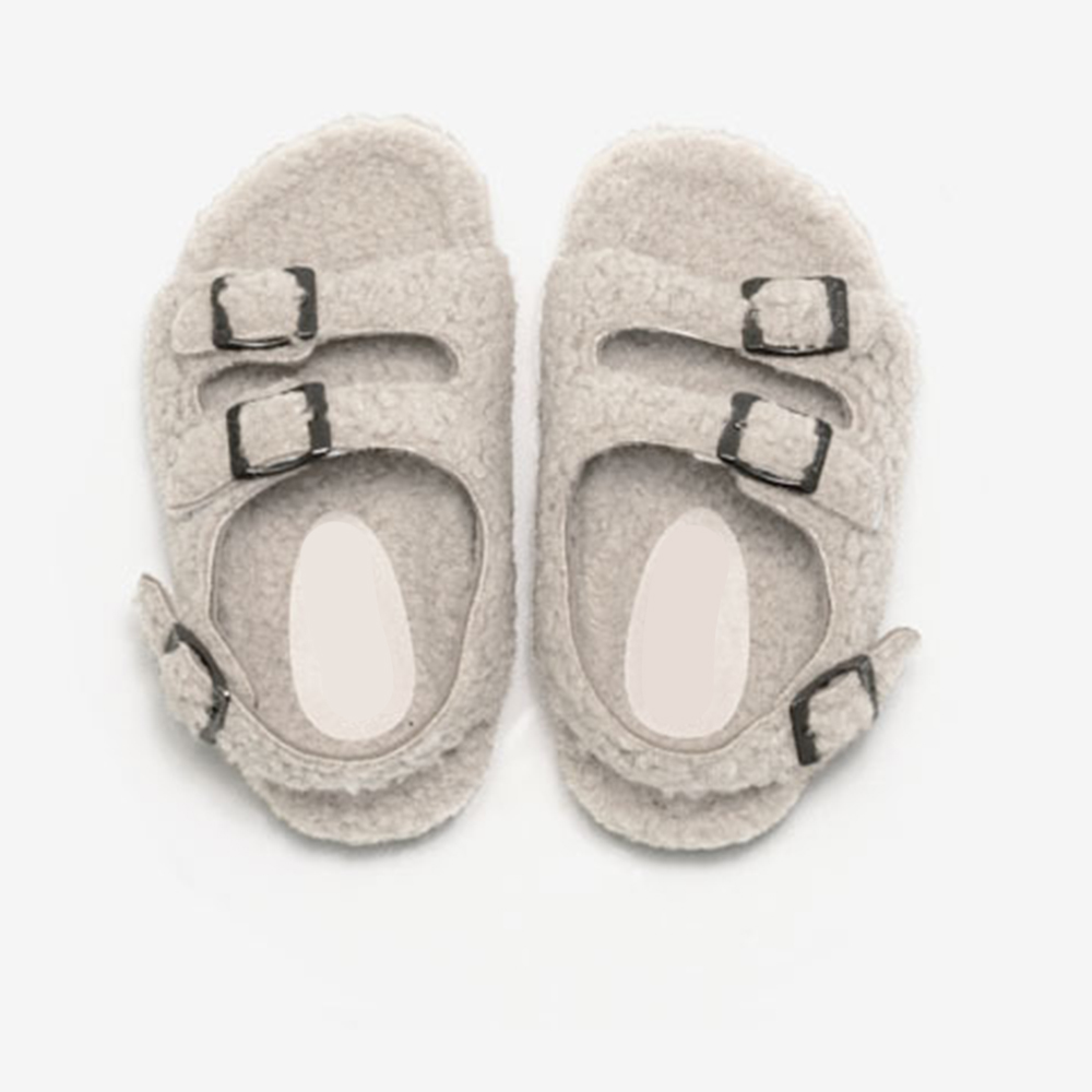 Winter Plush Kids Shoes Cork Sole Sandals Boys And Girls Wool Slippers Kids Home Shoes