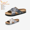 Women's Cork Slippers Cross Strap Breathable Light Flat Sandals Floral Design China Slippers