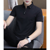 Summer Men Shirts Solid Mens Cotton Shirt Turn-down Collar Top Tees