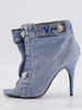 Thin High Heel Boots Women Shoes Fish Mouth Denim Cowboy Women Boots Shoes Ladies Sexy Ladies Stiletto Ankle Boots Heels