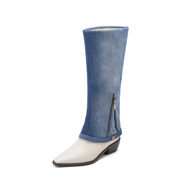 Denim Cowboy Boots Women Shoes Height Increasing Botas Altas Damas Women's Boots Winter Booties Boot Shoes 