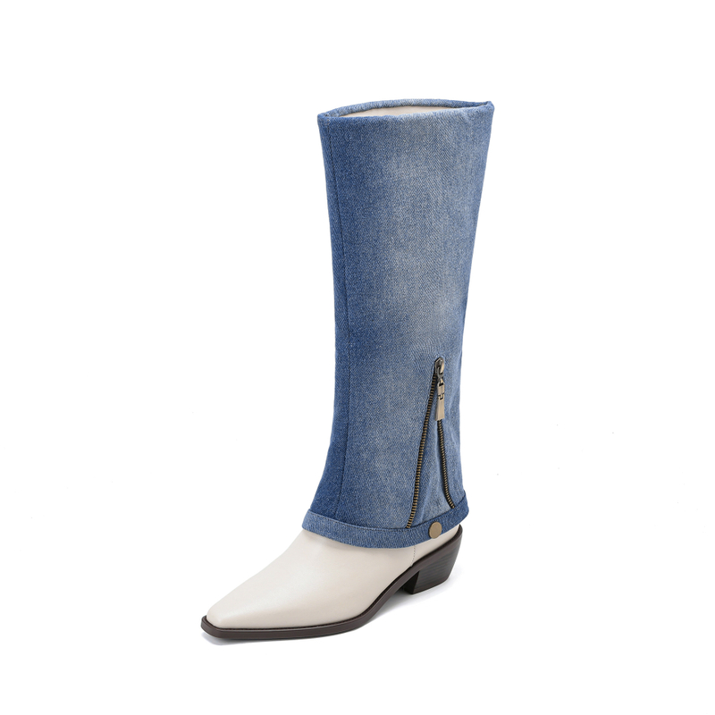 Denim Cowboy Boots Women Shoes Height Increasing Botas Altas Damas Women's Boots Winter Booties Boot Shoes 