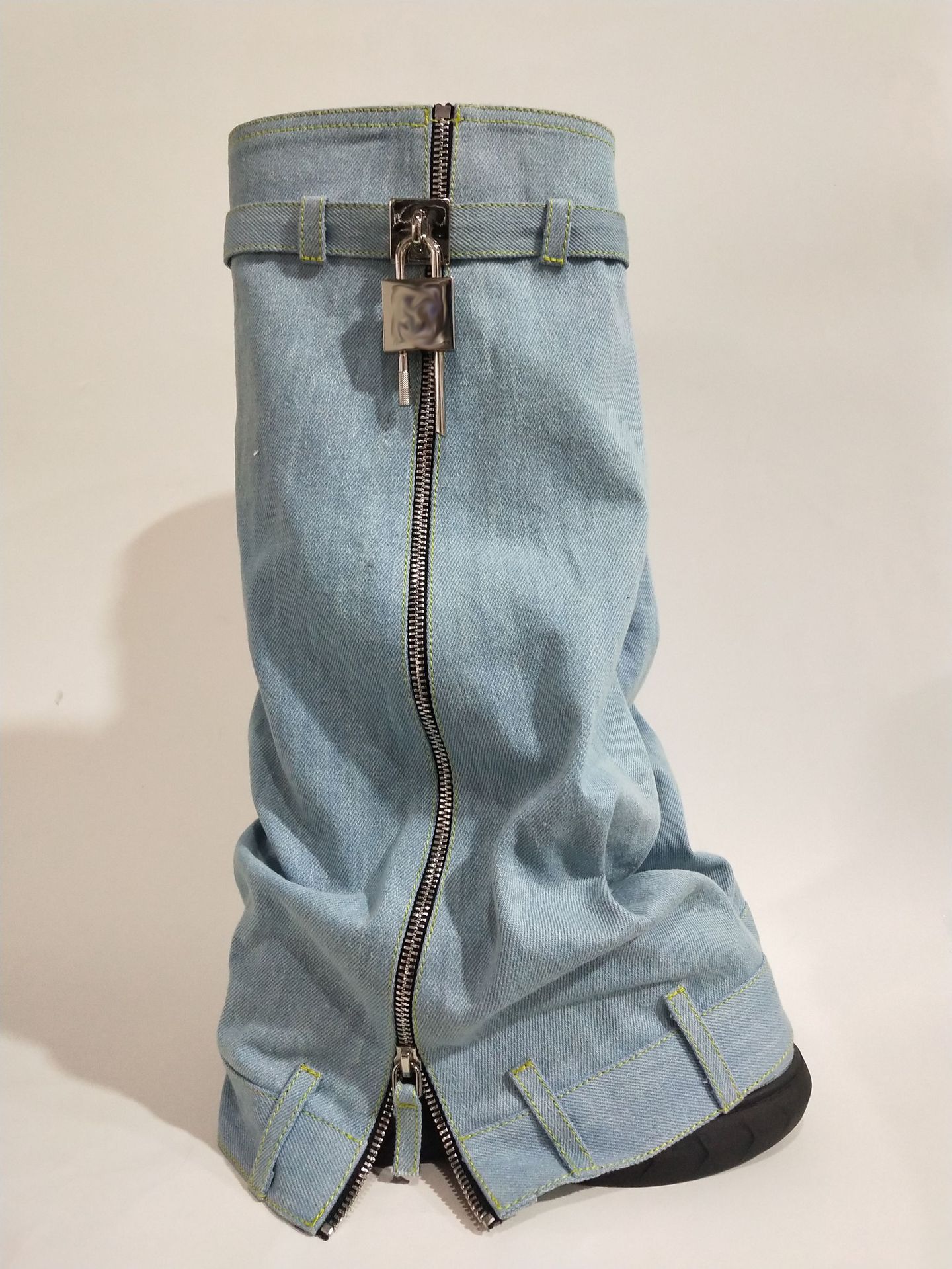 Denim high heel cowboy women boots 2023 knee-high botas de invierno para mujer hanger boots for ladies