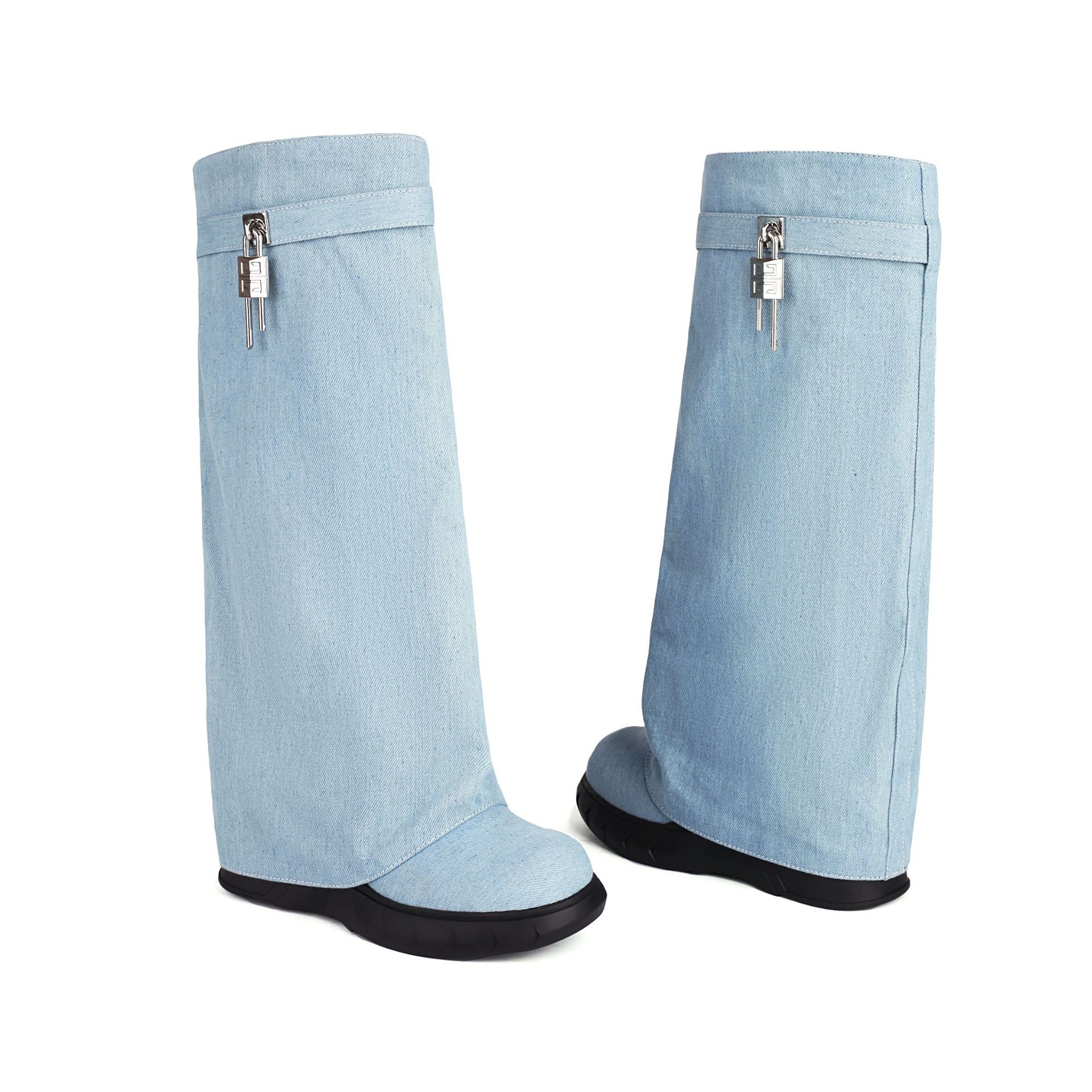 Denim Cowboy Botas Para Mujer De Invierno Women's Leather Boots Winter Boots for Women Knee-high