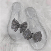 Fashion Women Rhinestone Diamond Shiny Bling Summer Soft Flat Slipper Butterfly Knot Bow Tielady Slides Flip Flop Shoes
