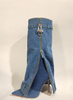 Fashion Ladies Chunky Heels Long Boots Wedge Heel Luxury Winter Round Toe Jean Denim Cowboy Boots Women Shoes Knee-high Winter